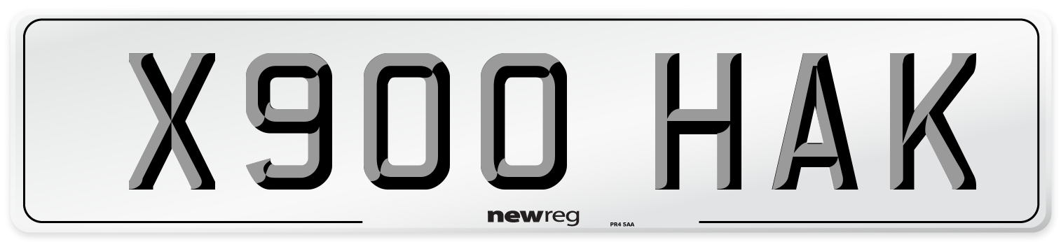 X900 HAK Number Plate from New Reg